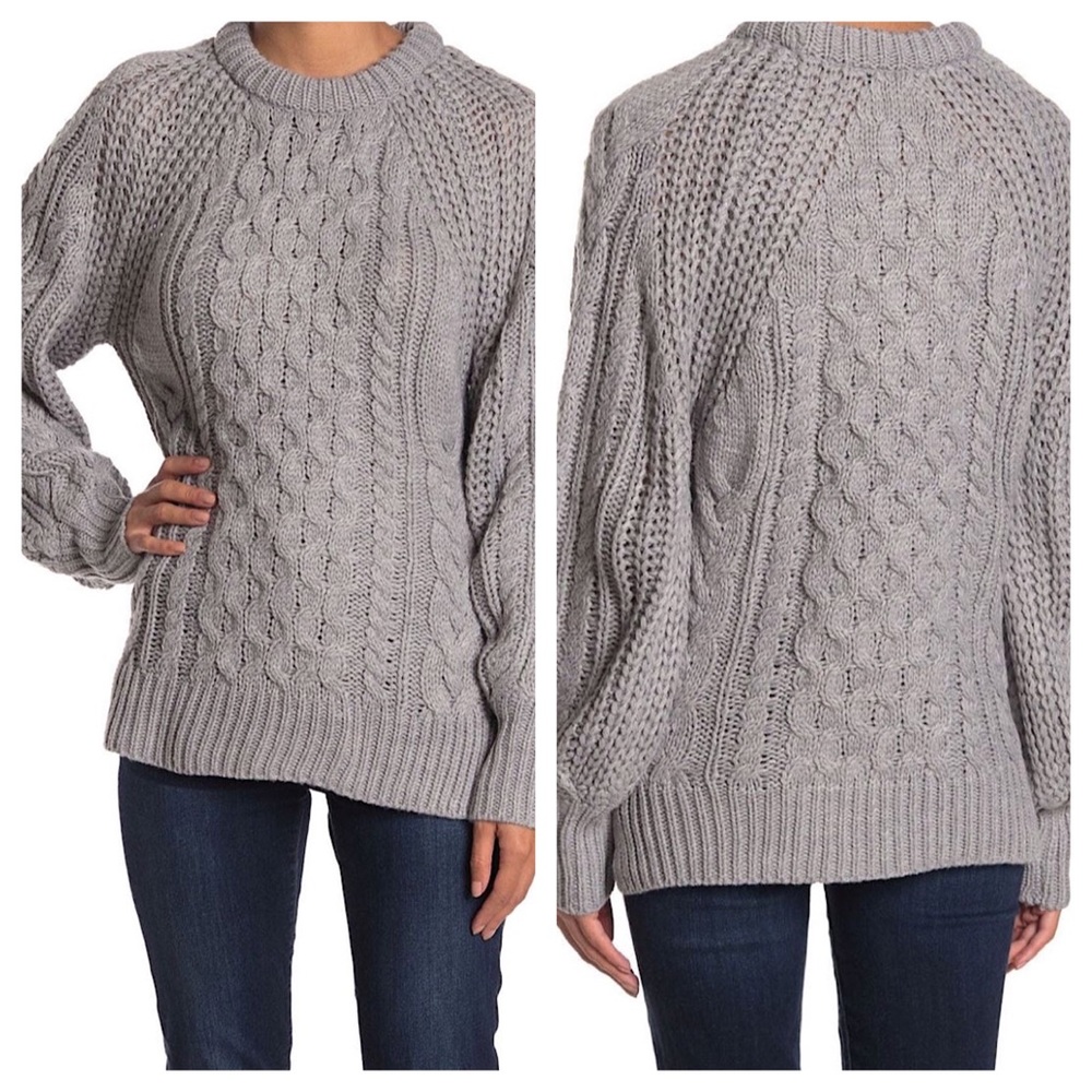 **SOLD** NWT Rag Supply Cable Knit Balloon Sleeve Sweater